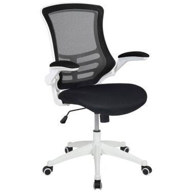 Imagem de Cadeira de Escritório Ergonômica Giratória com Suporte Lombar e Altura Ajustáveis, Branca, FLASH FURNITURE BL X 5M WH BK GG, Branco