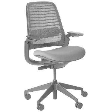 Imagem de Cadeira de Escritório Ergonômica Giratória com Encosto Médio, escuro, STEELCASE 435A00 5T29 5S25 6205 4ARM LUM CC, Cinza escuro