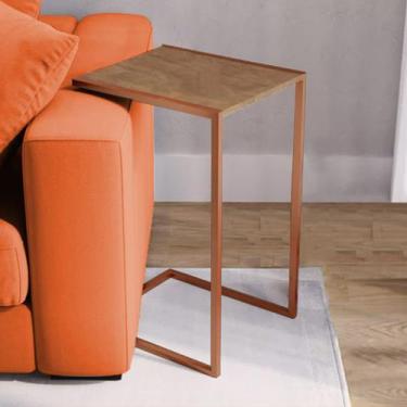 Imagem de Mesa Lateral Industrial Steel Cobre e Imbuia - IRON WOOD
