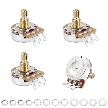 Imagem de Banworks Potenciômetros de latão B500K M8 Thread tamanho completo para guitarras métricas, eixo curto dividido de 18 estrias (comprimento de 15 mm) para Epiphone Les Paul LP/SG Squier Strat/Tele