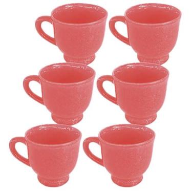 Imagem de Jogo de 6 Xícaras para Café Glaze em Cerâmica Rosa 100ml - Hauskraft