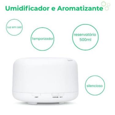 Imagem de Umidificador de Ar com LED 6 Cores Baixo Consumo - Umidificador Branco