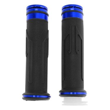 Imagem de TUCKBOLD 22 mm 15/40.6 cm 24 mm kit de capas de aperto de mão de motocicleta antiderrapante liga de alumínio guidão de borracha para motocicleta, scooter, bicicleta, quadriciclo, azul, 1 conjunto