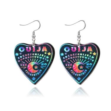 Imagem de Brincos de planchette góticos de tabuleiro ouija punk tripla lua deusa olho turco mariposa brincos bruxa gótica Wiccan pendurado brincos de gota para mulheres meninas joias góticas, Acrílico, desconhecido