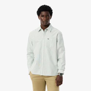 Imagem de Camisa Lacoste Oxford Listrada com Caimento Regular Masculina-Masculino