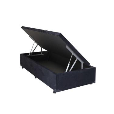 Imagem de Cama Box Baú Solteiro Americano Sonnoforte Luxo Suede Preto - 096x203