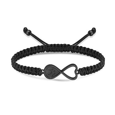 Imagem de mingkejw Joias de cremação para animais de estimação, pulseira de urna com estampa de pata para cães, cinzas, pulseira de cremação de aço inoxidável para animais de estimação, pulseira de corda