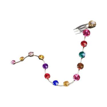 Imagem de Acessórios De Cabelo Femininos: Pente De Cabelo Trançado Colorido, Tia