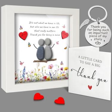 Imagem de Presentes de melhor amiga para mulheres, arte de parede com moldura de arte em seixo, porta-chaves Thank You Soul Sister, presentes de amizade de aniversário de agradecimento para irmãs, melhores