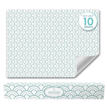 Imagem de Forros de gaveta perfumados Fresh Linen para gavetas de cômoda (10 folhas grandes, 50 cm x 36,5 cm) - Forro de papel de gaveta não adesivo para cômoda de quarto e prateleiras de armário da Linda's