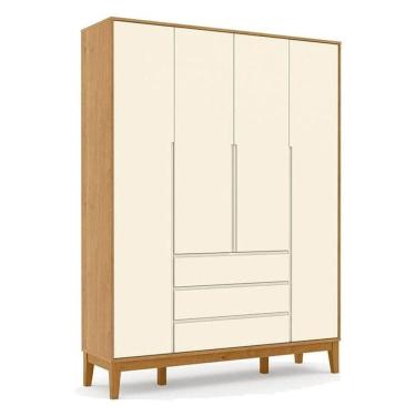 Imagem de Guarda Roupa Infantil Nature Clean 4 Portas Freijó Off White Eco Wood - Matic