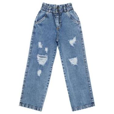 Imagem de Calça Juvenil Look Jeans Pantalona Jeans - UNICA - 12-Feminino