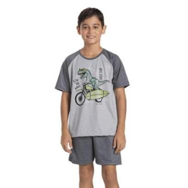 Imagem de Pijama Juvenil Masculino Cinza Dinossauro Free Day - Izitex-Masculino