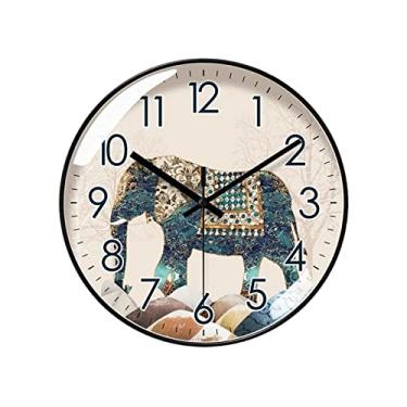 Imagem de Relógio 25 cm/30 cm/35 cm Padrão Elefante Criativo Art Deco Relógio de Parede Simples Circular Relógio de Parede Quarto Relógio Silencioso Relógio de Parede (14 polegadas)