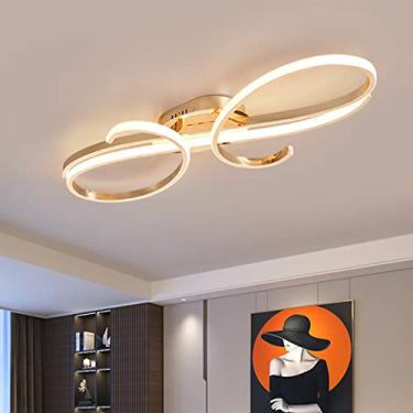 Imagem de Luminária de teto LED moderna para sala de estar, com design regulável, ideal para sala de jantar, quarto e sala de estar (dourada, 100 cm de comprimento).