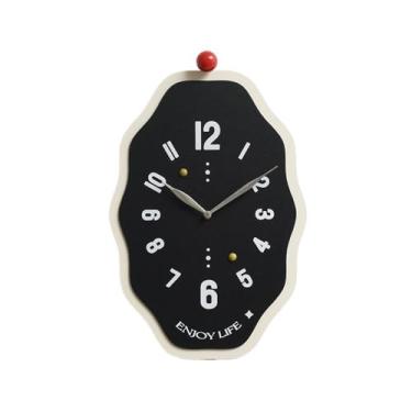 Imagem de Relógio para sala de estar, casa, minimalista, criativo, estilo creme, decoração de parede, moderno, silencioso, relógio de parede para casa, escritório, cozinha, relógio de parede (preto)