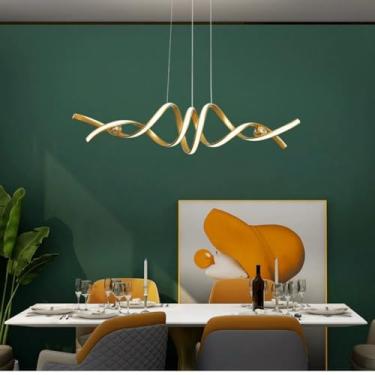 Imagem de Luminária pendente LED dimerizável com controle remoto, ideal para mesa de jantar, com design moderno e minimalista, perfeita para sala de estar, sala de jantar, bar e iluminação de teto. Mo