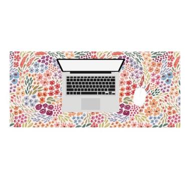 Imagem de Elyse Breanne Design, Tapete de mesa para computador, teclado, mouse, protetor de mesa, suporte de borracha antiderrapante, 39 x 89 cm, grande, flores de campo