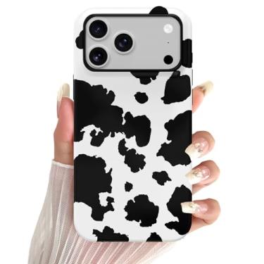 Imagem de Skyseaco Capa para iPhone 17 Pro Max, capa de telefone híbrida com estampa de vaca leiteira, capa rígida de 2 camadas, macia à prova de choque para meninas, mulheres, meninos, homens, vaca leiteira