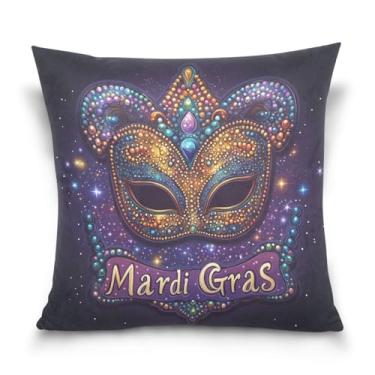 Imagem de ATTX Capas de almofada de máscara colorida de carnaval 50 x 50 cm capas decorativas com zíper para sala de estar sofá-cama (504)