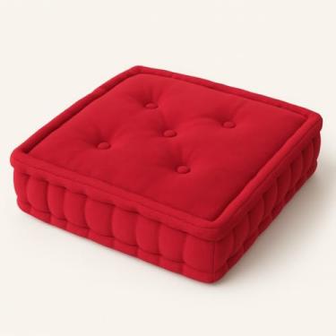 Imagem de Almofada Futon para Banco e Paletes 50x50x12cm Tecido Oxford Alta Densidade Conforto Premium(Vermelho)