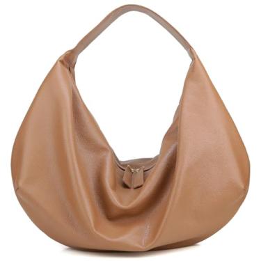 Imagem de Bolsa Hobo Mr. Gutt de Couro Preta, Grande, Alça de Ombro, com Zíper e bolso interno (Caramelo)