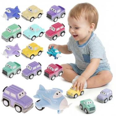 Imagem de Kit 12 Carrinhos A Fricção Fofos Sortidos Com Rodas Emborrachadas Brin