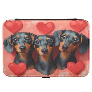 Imagem de Burbuja Caixa de joias de viagem para cães dos namorados, presente para mulheres e meninas, estojo de joias portátil de couro PU organizador para brincos, anéis, colares e pulseiras