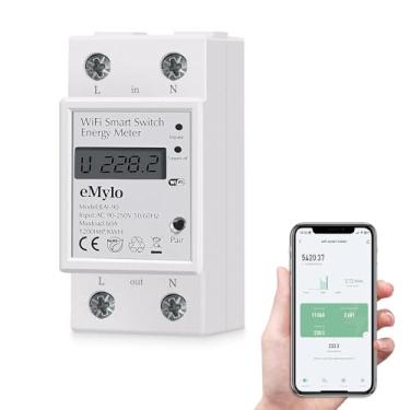 Imagem de Chatthen Medidor inteligente monofásico 60A 90-250V, medidor de energia Tuya Smart WiFi 35 mm trilho DIN com visor digital medidor de watt-hora monitor de consumo de energia doméstico kWh Amperímetro