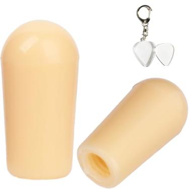 Imagem de Aemrovi Ponta do interruptor, botão de tampa do seletor de captador de 3 vias para guitarra estilo Epiphone LP, rosca métrica M3.5 com suporte de palheta (creme, pacote com 2)