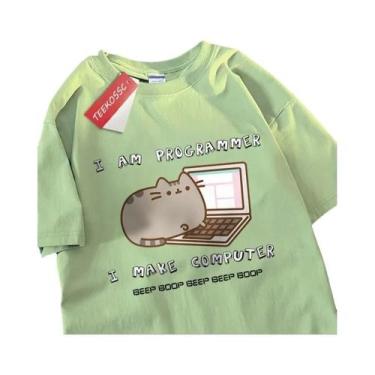 Imagem de Camiseta Masculina Oversized De Algodão Com Gola Redonda, Verão, Ajust