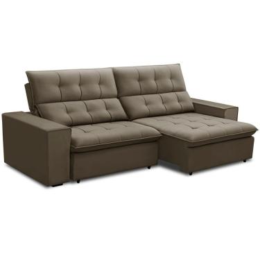 Imagem de Sofá Retrátil Reclinável Para Sala 3 Lugares 250cm Vincent F04 Veludo Marrom Claro - Lyam Decor