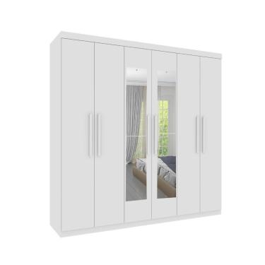 Imagem de Roupeiro Lagos Com Espelho 6 Portas Tcil neve