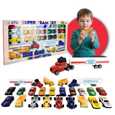 Imagem de Mini Carrinhos Coleção Brinquedo Menino 23 Carros Barato - Carrinhos C