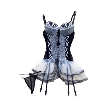 Imagem de Macacão Feminino Sem Mangas, Justo, Costas Nuas, Com Saia Plissada Min