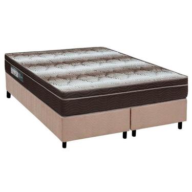 Imagem de Cama Box Queen: Colchão Ortopédico Ortobom Light Ortopillow + Base Crc Suede Clean(158x198)