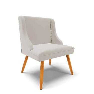 Imagem de Cadeira de Jantar Liz Veludo Cinza Pés Palito Castanho - D'Rossi