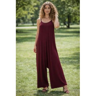 Imagem de Macacão Alcinha Pantalona Com Bolso - modanascimento, Vinho, P