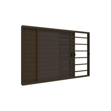 Imagem de Janela Veneziana 3 Folhas 1,20m x 1m Com Grade em Alumínio Bronze com 