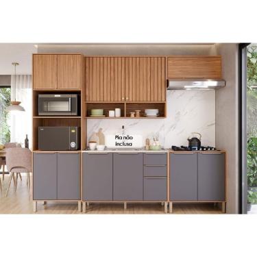 Imagem de Cozinha Completa Divina 5 Peças (2aéreos+2balcões+1torrequente) C5p187 Freijo-titanium - Mgm