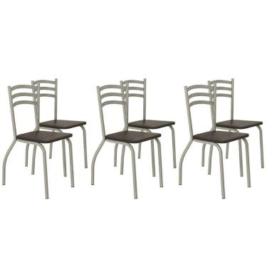 Imagem de Kit 6 Cadeiras De Cozinha Portugal 2c007nk Aço 6 Uni Niquel Marrom 21