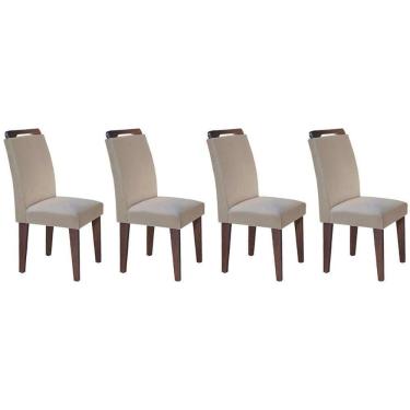 Imagem de Cadeira Sala De Jantar Athenas Kit 4 Un Capuccino-linho Bege - Rufato
