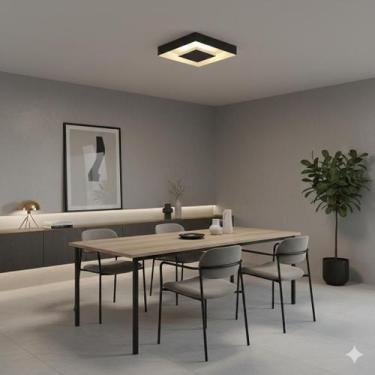 Imagem de Luminária Plafon Sobrepor Quadrado Rebatedor Eclipse 40x40 P 4 Lâmpada
