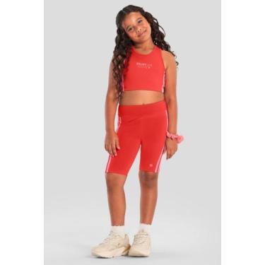 Imagem de Bermuda infantil menina esportiva Brandili Active, 10, Vermelho