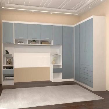 Imagem de Guarda Roupa Queen Modulado Cp09 Taiga Branco/Grey L01 - Mpozenato