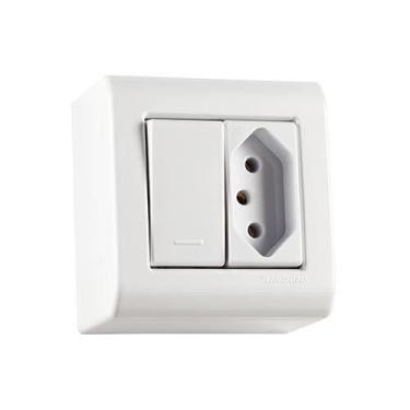 Imagem de Conjunto Interruptor Simples + Tomada 10a - Linha Lizflex - Tramontina