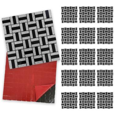 Imagem de Pastilha De Vidro Kit 15 Uni Adesiva Parede Cozinha Banheiro Sala Decorativa Moderna Requintado Reforma Aplicacao Facil