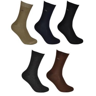 Imagem de Kit 3 Meia Social Masculina Algodão Cano Alto Sem Costura Tamanho:ÚNIC