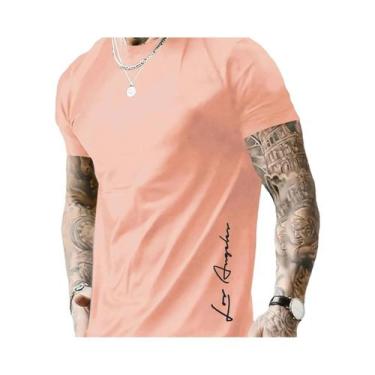 Imagem de Camiseta Masculina Slim Fit De Algodão Com Estampa De Letras Los Angel