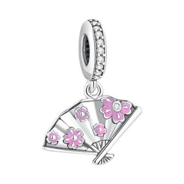 Imagem de Pingente De Avião E Ônibus Com Contas Rosas E Banhado a Prata, Tema Am